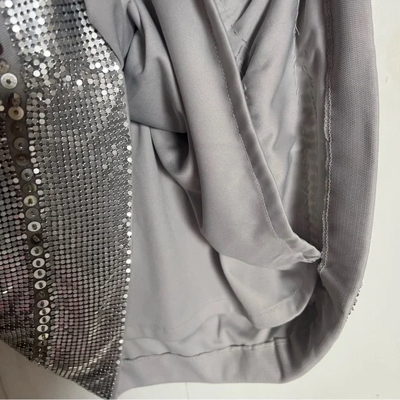 162. BASIX Black Label Silver Metallic Cochella Style Mini Dress •2 - Picture 12 of 16